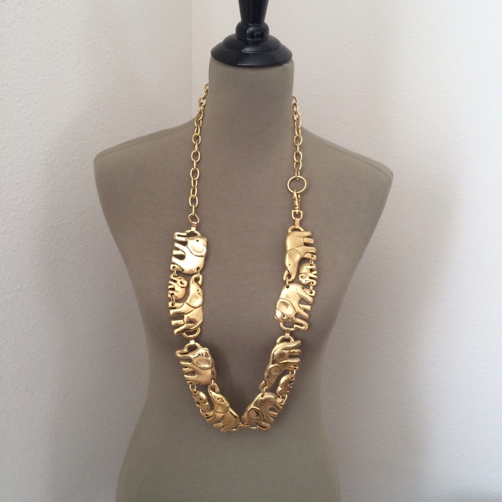 Gold oversized elephant statement necklace (belt) super cute statement piece!
